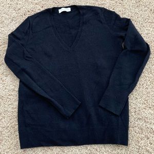 Everlane Rich Navy Cashmere Blend V-Neck Sweater